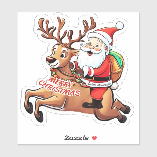 Pegatina Santa Claus Feliz Navidad (Hoja)