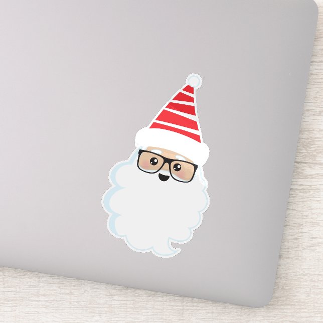 Pegatina Santa Claus, gafas, hipster Santa, Navidades (Detalle)