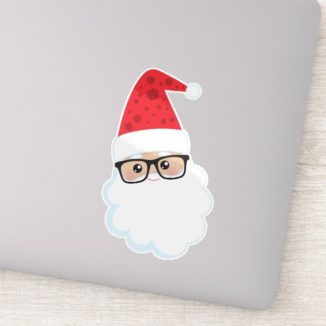 Pegatina Santa Claus, Hipster Santa, Navidades, gafas (Detalle)