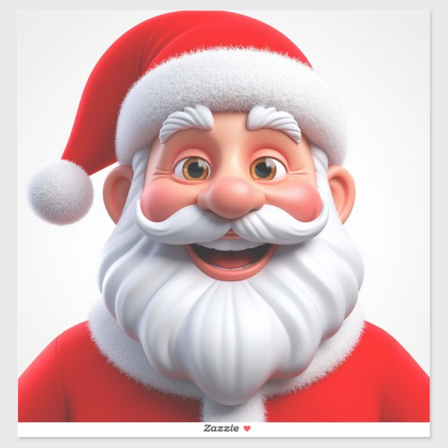 Pegatina Santa Claus sonriente de Navidad con sombrero rojo (Hoja)