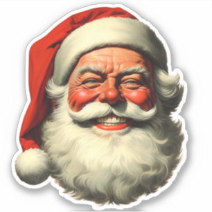 Pegatina Santa Claus sonriente estilo retro vintage recorta
