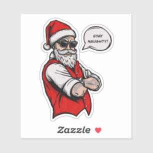 Pegatina Santa Claus Stay Naughty Funny Navidades
