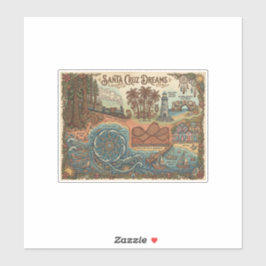 Pegatina Santa Cruz California Dreams Map – Vibrant Coast