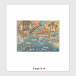 Pegatina Santa Cruz California Dreams Map – Vibrant Coast