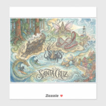 Santa Cruz California Mapa Ilustrado Mítico