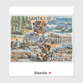 Pegatina Santa Cruz Vintage Collage – Coastal Memories Art