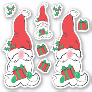 Pegatina Santa Gnome Navidad 
