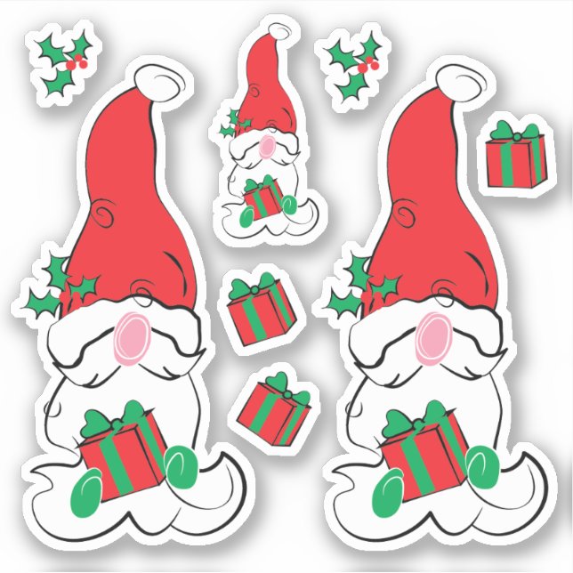 Pegatina Santa Gnome Navidad  (Anverso)