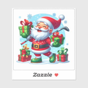 Pegatina ¡Santa Golfing y Entregando Regalos!