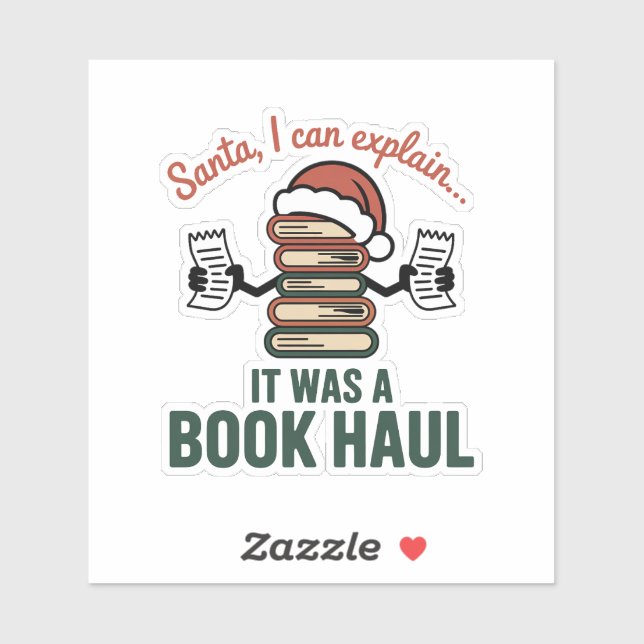 Pegatina Santa I Can Explain Book Haul Holiday Humor (Hoja)