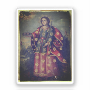 Pegatina Santa Lucía al estilo de la Escuela Cuzqueña