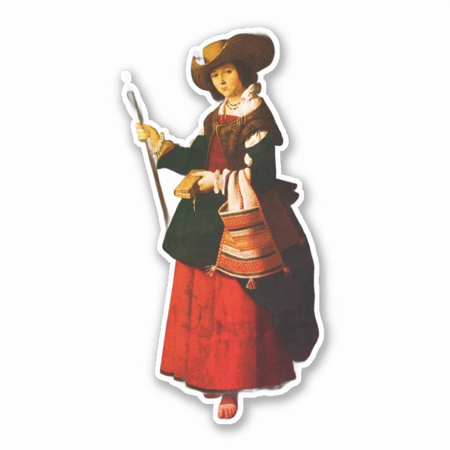 Pegatina Santa Margarita como pastorcilla (Anverso)