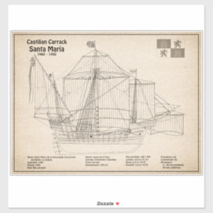 Pegatina Santa María - Plan de Blueprint para barcos SD