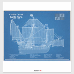 Pegatina Santa María - Planes de Blueprint de barco ABD