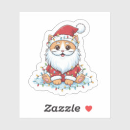 Pegatina Santa Paws Gato Lindo con Disfraz de Santa Navidad