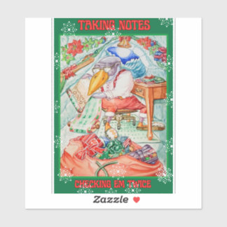 Pegatina Santa Penguin Taking Notes Checking Em Twice