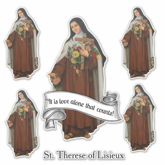 Pegatina Santa Teresa de Lisieux Carmelite Nun (Anverso)