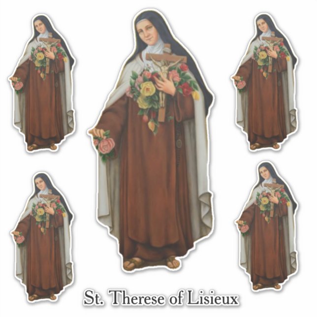 Pegatina Santa Teresa de Lisieux Carmelite Nun (Anverso)