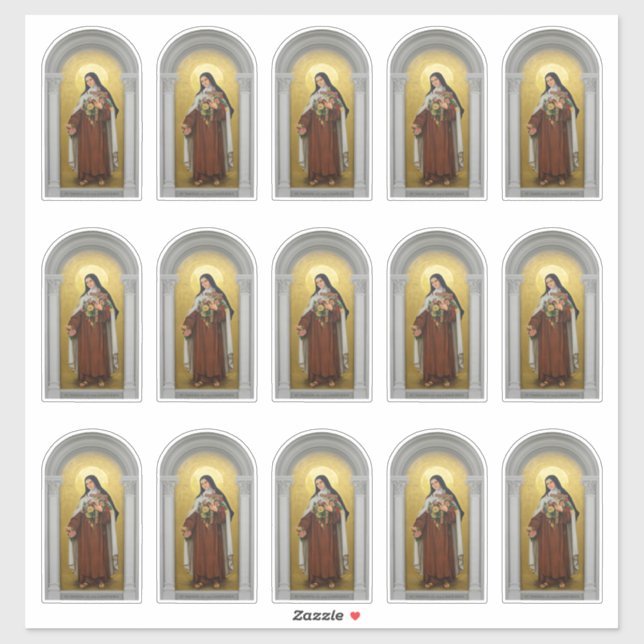 Pegatina Santa Teresa de Lisieux, la flor pequeña (Hoja)