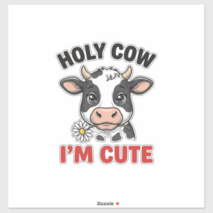 Pegatina Santa Vaca Soy Bonita Vaca Divertida Grabado Vinta