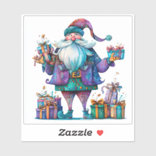 Pegatina Santa Violeta con regalos coloridos