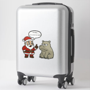 Pegatina Santa y Hipopótamo divertidos y lindos de Navidad
