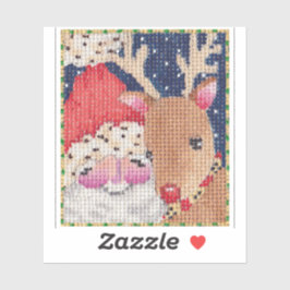 Pegatina Santa y Rudolf