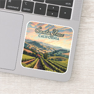 Pegatina Santa Ynez California Vineyard Retro