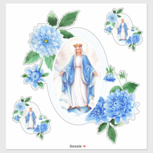 Pegatina Santísima Virgen María Floral Religiosa