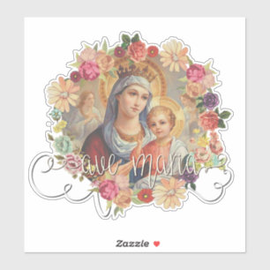 Pegatina Santísima Virgen María Jesús Religiosa