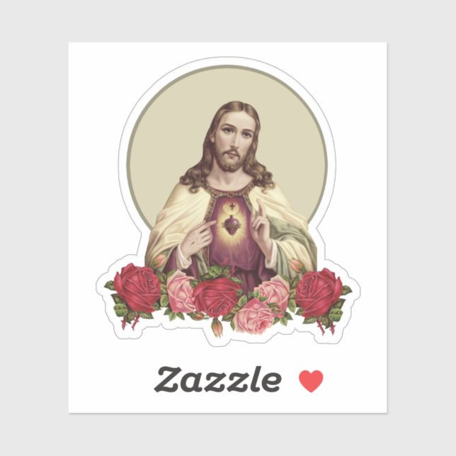 Pegatina Santo Corazón Católico Divina Misericordia Jesús M (Hoja)