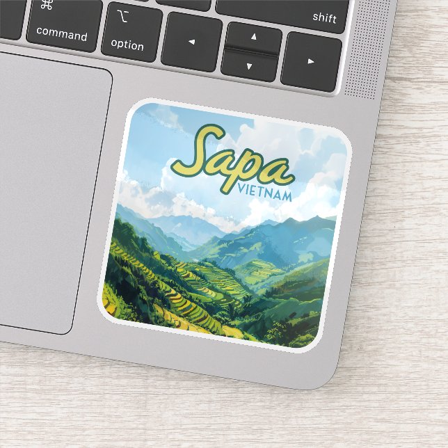 Pegatina Sapa Vietnam Asia Terrazas de arroz Viajes de époc (Detalle)