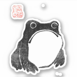 Pegatina Sapo rana gruñón japonés animal divertido sin impr