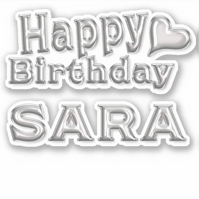 Pegatina Sara Happy Birthday silver Aufkleber Sticker (Anverso)