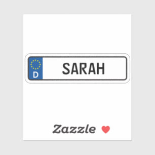 Pegatina Sarah German Car License Plate