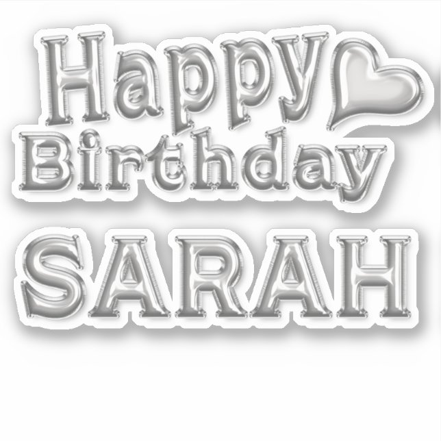 Pegatina Sarah Happy Birthday silver Aufkleber Sticker (Anverso)