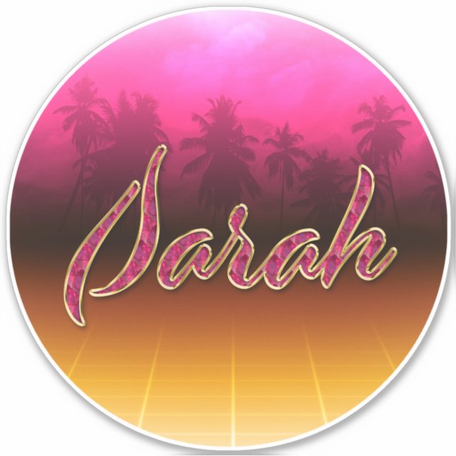 Pegatina Sarah Vorname Name golden pink Aufkleber Sticker (Anverso)