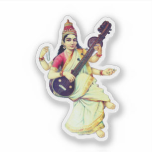 Pegatina Saraswati, diosa hindú