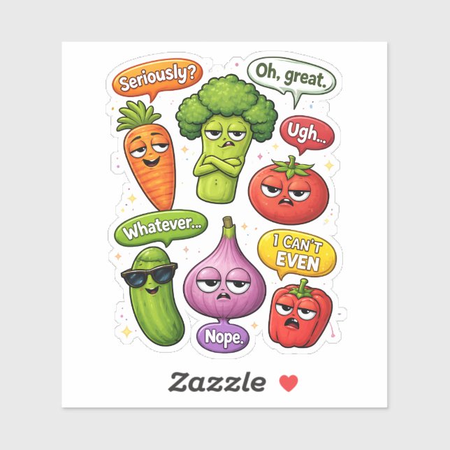 Pegatina Sarcastic Vegetable Custom-Cut Vinyl Sticker (Hoja)