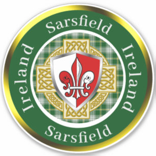 Pegatina Sarsfield Irish Shield/Celtic Cross Personalizado