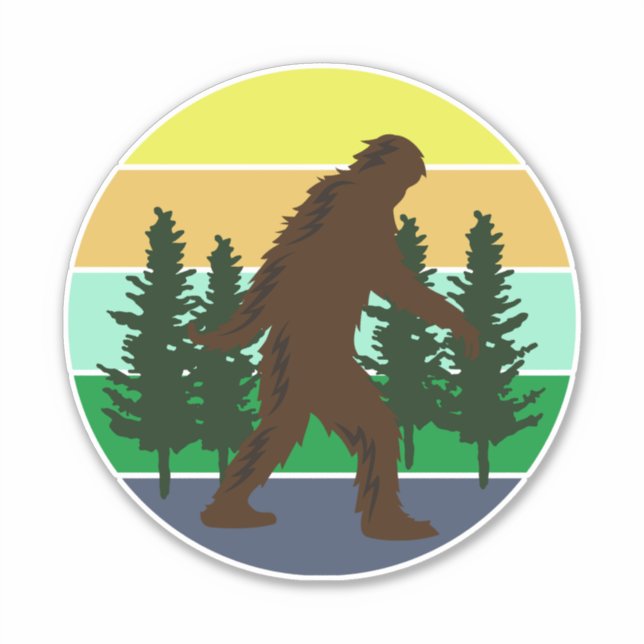 Pegatina Sasquatch Believer | Pie grande del atardecer (Anverso)