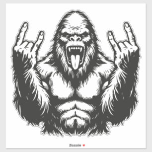 Pegatina Sasquatch de Heavy Metal que mueve la cabeza Rock 