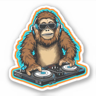 Pegatina Sasquatch DJ Vinyl
