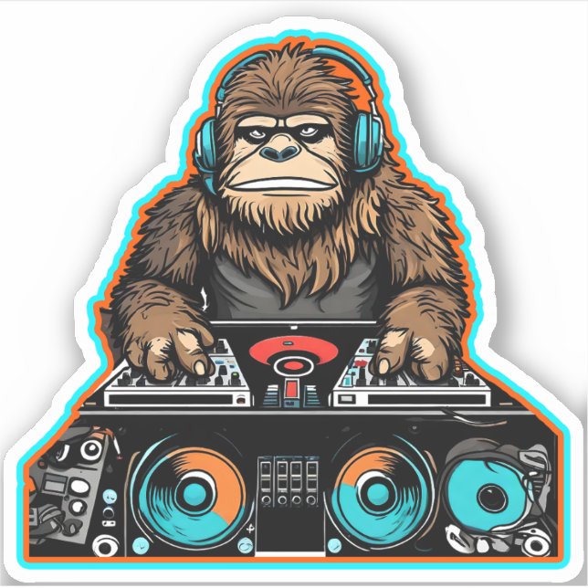 Pegatina Sasquatch DJ Vinyl (Anverso)