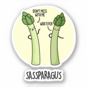 Pegatina Sassparagus Funny Asparagus Vegetable Pun