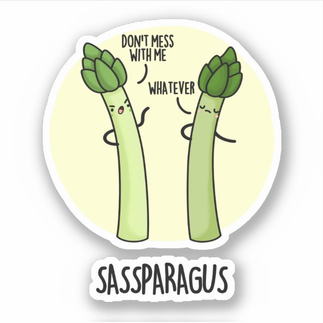 Pegatina Sassparagus Funny Asparagus Vegetable Pun (Anverso)