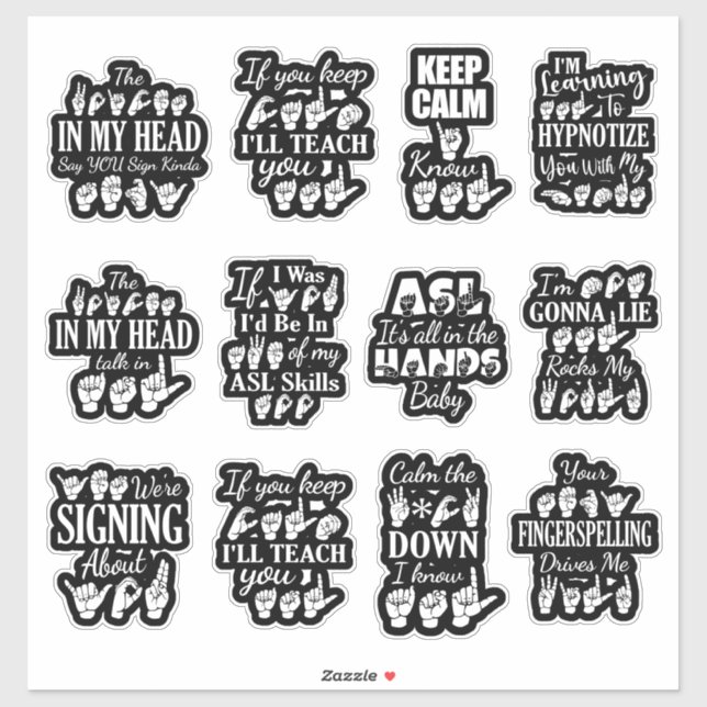 Pegatina Sassy ASL Stickers - ASL Vibes (Hoja)