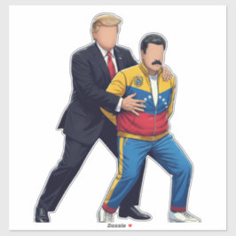 Pegatina Sátira política audaz de Trump arrestando a Maduro