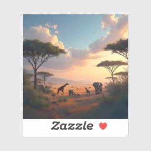 Pegatina Savannah Dawn – Paisaje de amanecer africano cuadr
