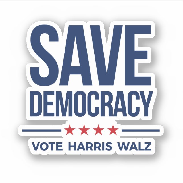 Pegatina SAVE DEMOCRACIA - Vote Harris Walz (Anverso)